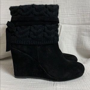 Black wedge booties